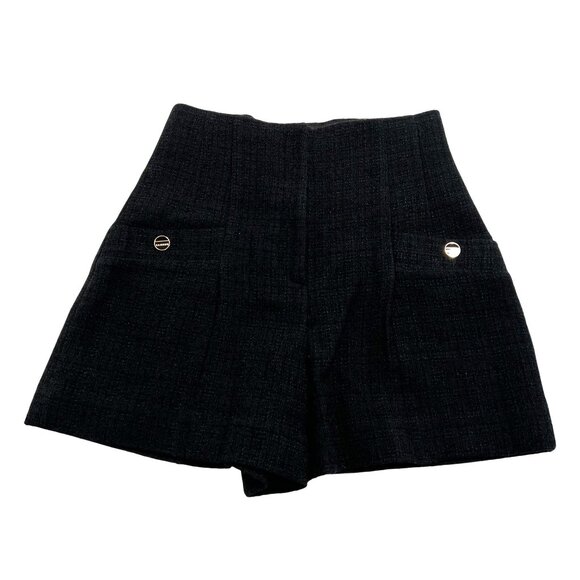 Sandro Cadaques High-Waist Shorts In Black - Picture 1 of 5